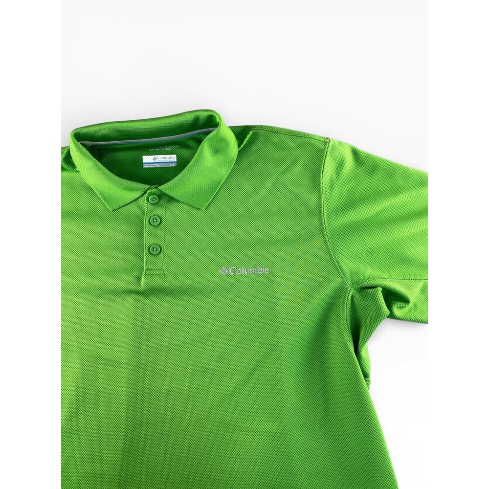 Columbia Mens OmniShade Polo Shirt Green Short Sleeve Performance Sun Protection